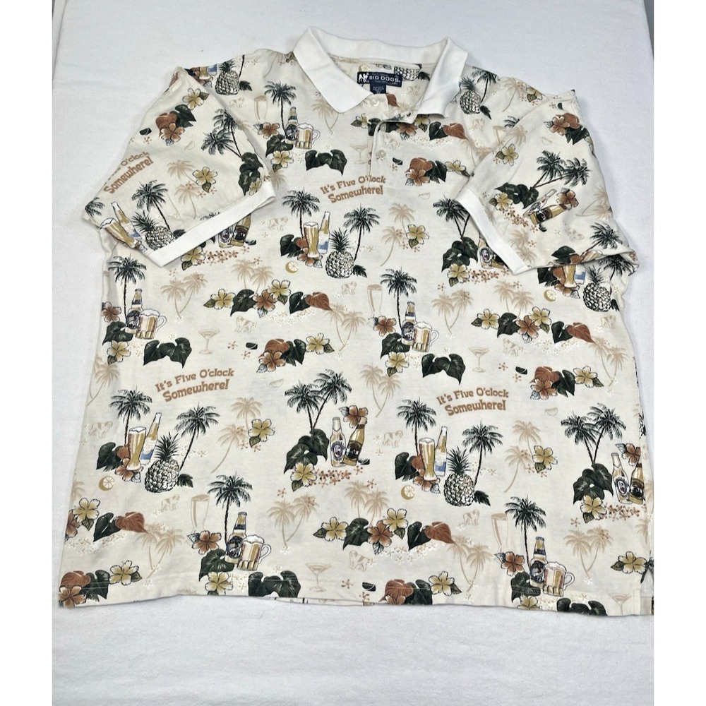 Big Dogs Mens Shirt 5 O'clock Somewhere Beach Beer Hawaii Retirement Vaca 2xl